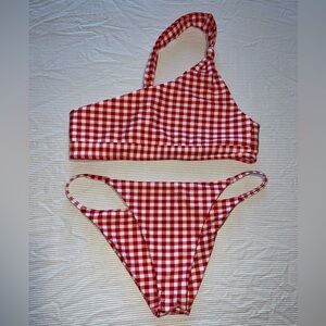 Blackbough Red Gingham Asymmetical Set